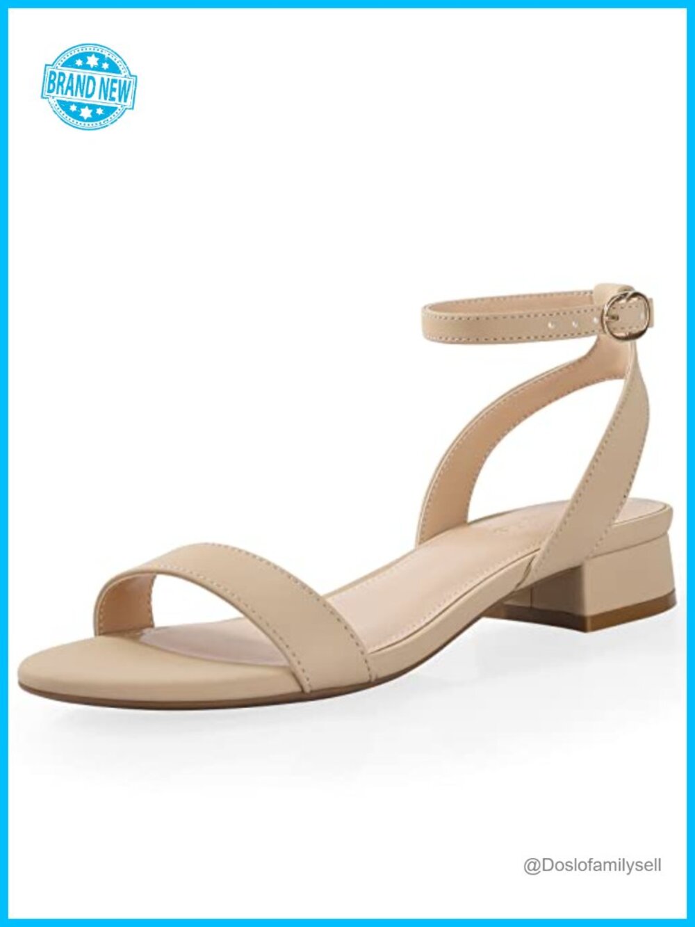 Women's Open Toe Slingback Low Block Heel Sandals with Buckle Ankle Strap